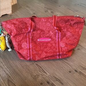 American Girl Red and Pink Patterned Tote